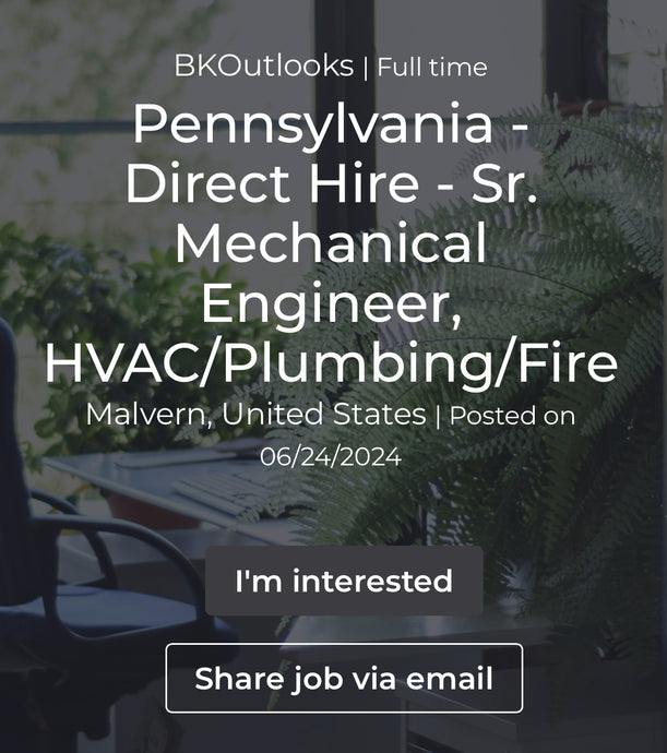 Pennsylvania - Direct Hire - Sr. Mechanical Engineer, PE - HVAC/Plumbing/Fire