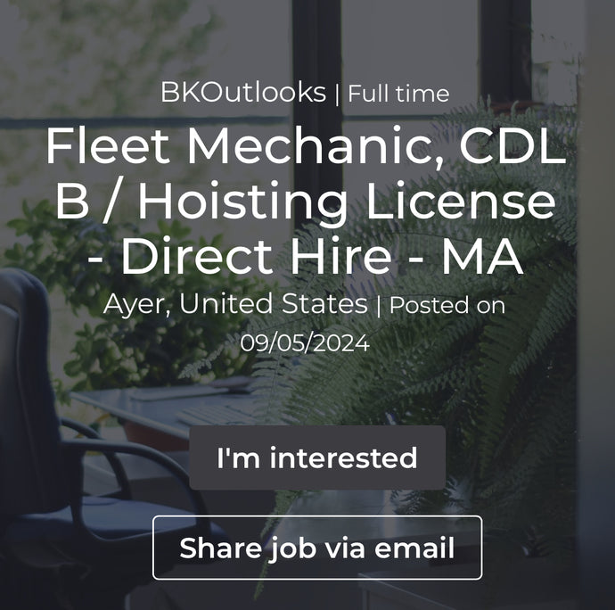 Fleet Mechanic, CDL B / Hoisting License - Direct Hire - MA