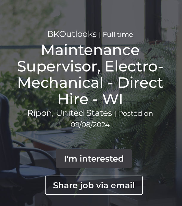 Maintenance Supervisor, Electro-Mechanical - Direct Hire - WI